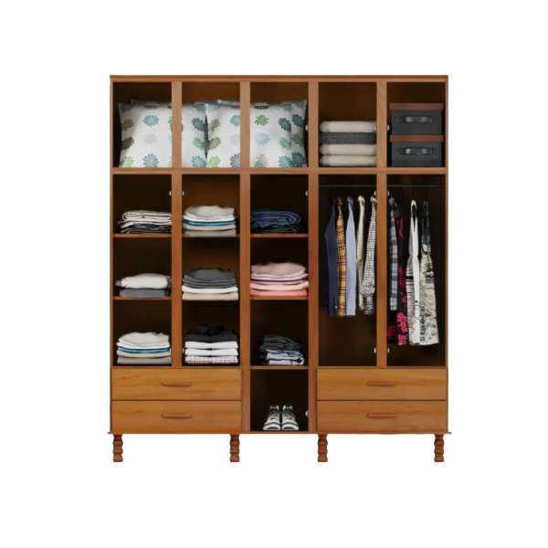 Roupeiro Serpil Casual 5 Portas 4 Gavetas com Espelho Cedro Acetinado-c84351e8-b692-4281-a619-e522c97e9f87
