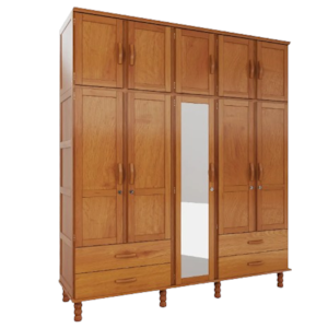 Roupeiro Serpil Casual 5 Portas 4 Gavetas com Espelho Cedro Acetinado