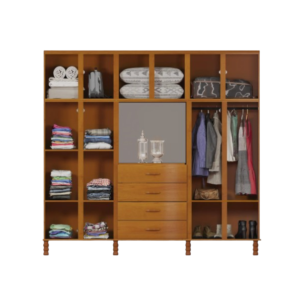 Roupeiro Serpil Casual Capelao 6 Portas 4 Gavetas com Espelho Cedro Acetinado-d9056b99-1305-4a3d-b437-7e1995e80c05