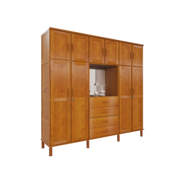 Roupeiro Serpil Casual Capelao 6 Portas 4 Gavetas com Espelho Cedro Acetinado-f29b5700-e574-4b95-a547-583da133991d