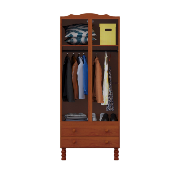 Roupeiro Serpil Clean 2 Portas 2 Gavetas com Espelho Nogal Acetinado-14f72b16-c3fe-4956-ae36-02fa2b0e3de0