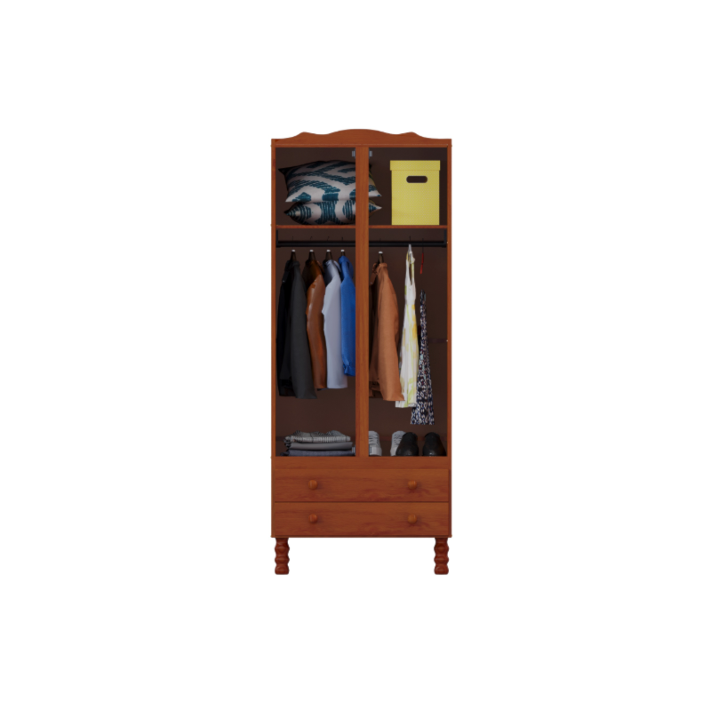 Roupeiro Serpil Clean 2 Portas 2 Gavetas com Espelho Nogal Acetinado-fe02069c-5e6f-4c12-b129-864c5ebdfe2a