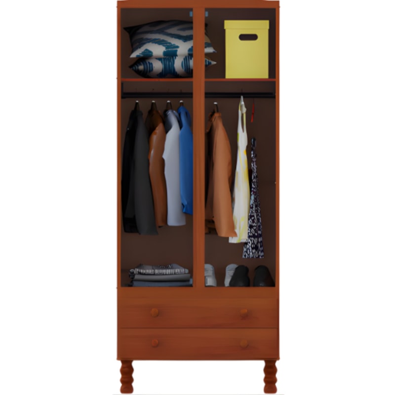 Roupeiro Serpil Clean 2 Portas 2 Gavetas com Espelho Nogal Acetinado-e2c399bd-4ccd-4a3e-ba53-bea23aefe9da