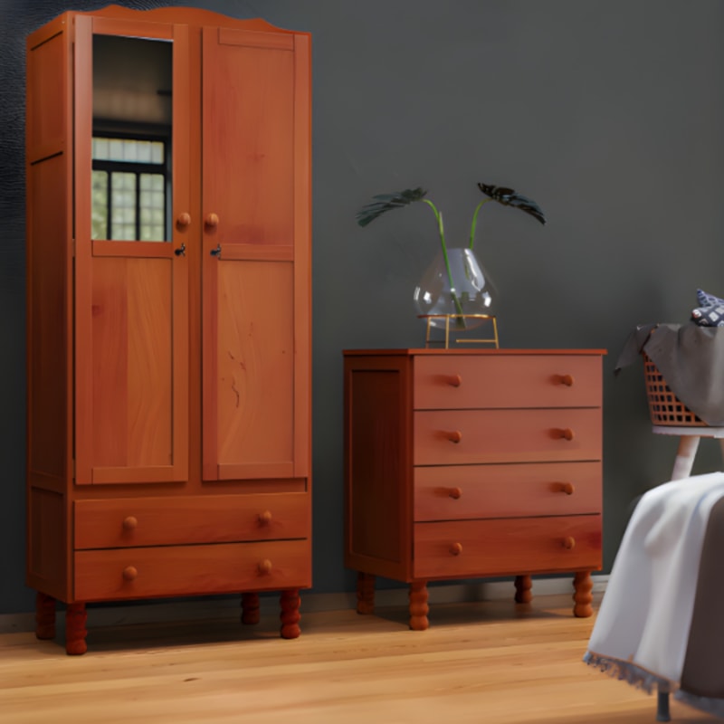 Roupeiro Serpil Clean 2 Portas 2 Gavetas com Espelho Nogal Acetinado-1e732b4e-3bf8-463f-a8b1-051962000c1e