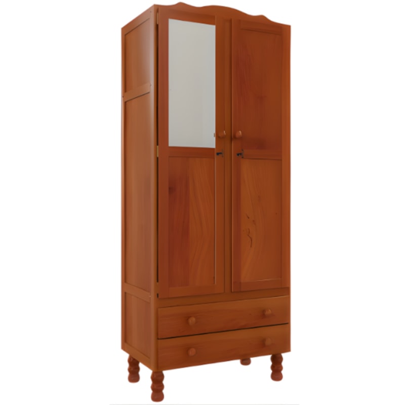 Roupeiro Serpil Clean 2 Portas 2 Gavetas com Espelho Nogal Acetinado-9fda5c8f-023b-4fc9-b12d-57fa10cd06f6