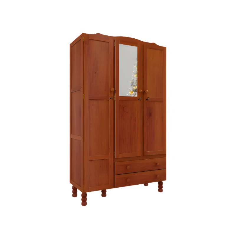 Roupeiro Serpil Clean 3 Portas 2 Gavetas com Espelho Nogal Acetinado-8094e8bc-ca1d-4870-a2b3-125723df9b1a