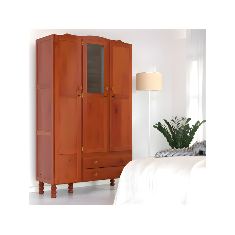 Roupeiro Serpil Clean 3 Portas 2 Gavetas com Espelho Nogal Acetinado-16087edc-8cfc-42e4-baaf-4635b1072769