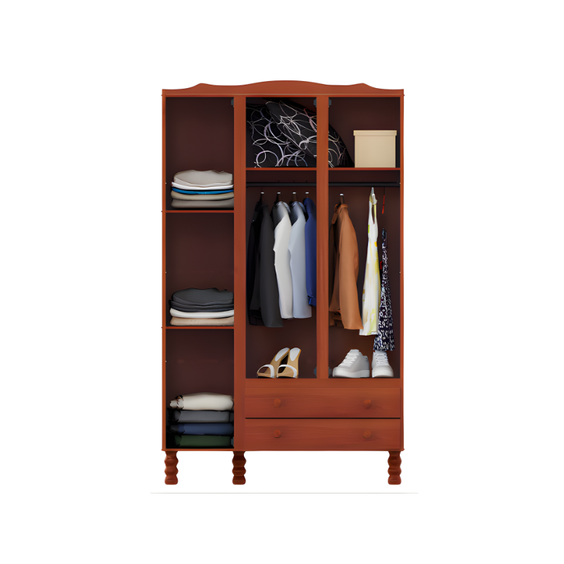 Roupeiro Serpil Clean 3 Portas 2 Gavetas com Espelho Nogal Acetinado-73254f6b-70c6-424f-a0af-744590066d7b