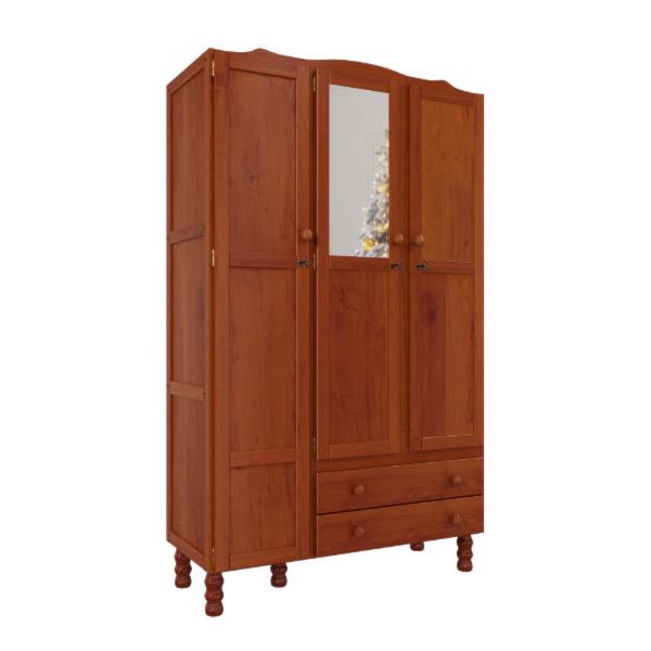 Roupeiro Serpil Clean 3 Portas 2 Gavetas com Espelho Nogal Acetinado-548cbb8c-028e-41d0-88c4-ab4f1a811bd9