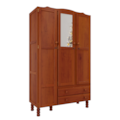 Roupeiro Serpil Clean 3 Portas 2 Gavetas com Espelho Nogal Acetinado-844a16ff-46f8-4570-be7b-6df9a90bdcff