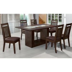 Sala De Jantar Art Panta Suica Em Mdf Com 6 Cadeiras Sofia CAst Rust/Marr 206139000 160x90