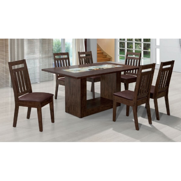 Sala De Jantar Art Panta Suica Em Mdf Com 6 Cadeiras Sofia CAst Rust/Marr 206139000 160x90-0004cab7-568b-4c22-bbc0-6d51b6d4a815