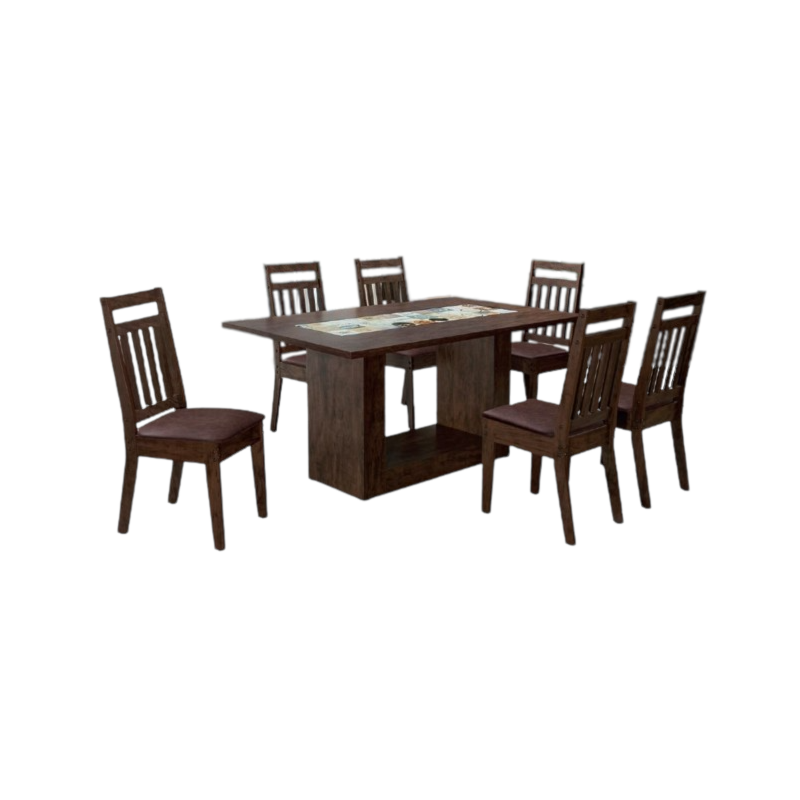 Sala De Jantar Art Panta Suica Em Mdf Com 6 Cadeiras Sofia CAst Rust/Marr 206139000 160x90