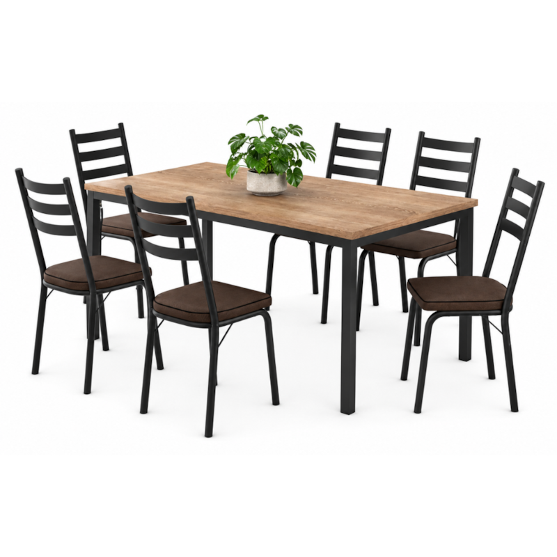 Sala de Jantar Artefamol Adriana 1,70 x 0,80m com 6 Cadeiras New Semi Fosco Preto -a2a3e351-02a3-4bff-b9aa-6e141861a532