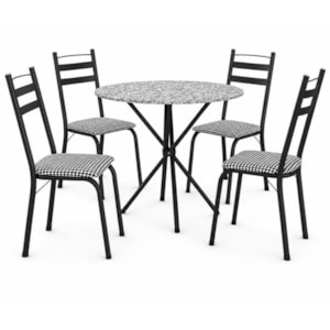 Sala de Jantar Artefamol Leia 0,80 x 0,80m com 4 Cadeiras Semi Fosco Preto