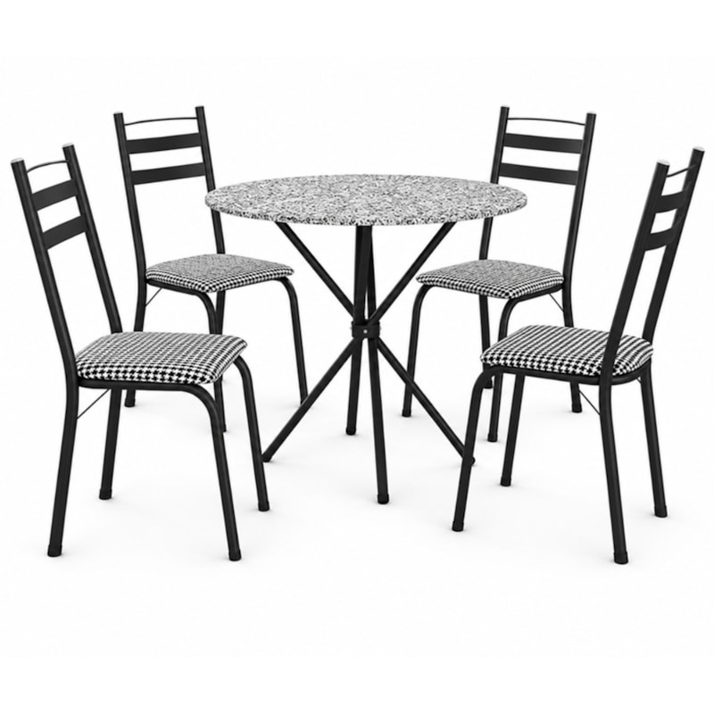 Sala de Jantar Artefamol Leia 0,80 x 0,80m com 4 Cadeiras Semi Fosco Preto-620b9ebb-ec2e-4dca-a65a-244e94f48524