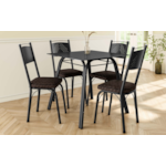 Sala de Jantar Artefamol Lotus 0,75X0,75 com Tampo de Vidro Preto 4 Cadeiras Semi Fosco Preto com Assento Madeira Imbuia 