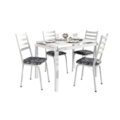 Sala de Jantar Artefamol Malva Mesa 1,07x0,73 com Tampo de Vidro Branco e 4 Cadeiras Brancas com Assento Platina-58dce99f-824c-4eb9-b0b2-f2cee121e7bf