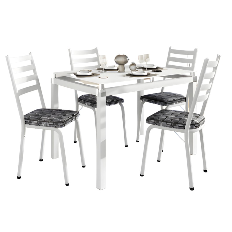 Sala de Jantar Artefamol Malva Mesa 1,07x0,73 com Tampo de Vidro Branco e 4 Cadeiras Brancas com Assento Platina-5ae92c71-7cf9-4e1b-b903-80724d9e606e