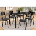 Sala de Jantar Artefamol Malva Mesa 1,40x0,80 com Tampo de Vidro Preto e 6 Cadeiras Semi Fosco Preto com Assento Platina-9f77bbe5-6617-4a7b-8908-a456e69ed2d6