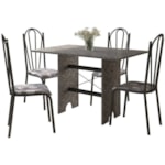 Sala de Jantar Artefamol Pietra 4168 Cromo preto base 1064 com 4 cadeiras 023 tampo de granito 1,20