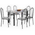 Sala de Jantar Artefamol Sara 1,50 x 0,75m com 6 Cadeiras Cromado Preto -d83829cd-693f-423d-b041-968544872d30
