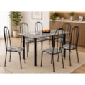 Sala de Jantar Artefamol Sara 1,50 x 0,75m com 6 Cadeiras Cromado Preto -ba7e4190-429c-453a-8072-31f7beb8ce39