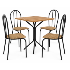 Sala de Jantar Artefamol Thais 0,67 x 0,67m com 4 Cadeiras Semi Fosco Preto 