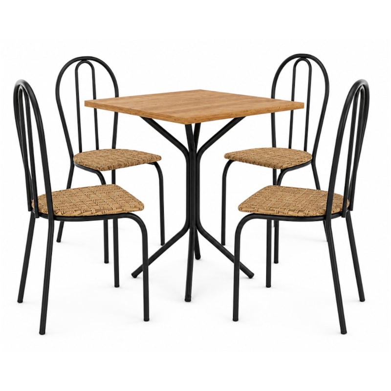 Sala de Jantar Artefamol Thais 0,67 x 0,67m com 4 Cadeiras Semi Fosco Preto-742242f6-75ff-4f6b-9355-e3a1e97d1700