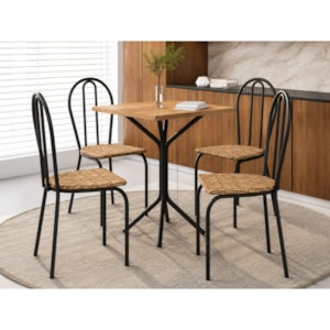 Sala de Jantar Artefamol Thais 0,67 x 0,67m com 4 Cadeiras Semi Fosco Preto