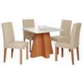 Sala De Jantar Cimol Larissa 0,95X0,95 Com Vidro Com 4 CadeirasMaia Cinamomo/Off White/Gengibre 21394.710-0e9291be-4498-413d-9198-48eb5cfa346d