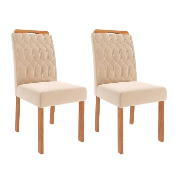 Sala de Jantar Cimol Louise 130X80 Cinamomo/Off White Nude com Vidro Temperado 4 Cadeiras Paola Wood-14cd822e-dde6-4156-b094-a4713da52570