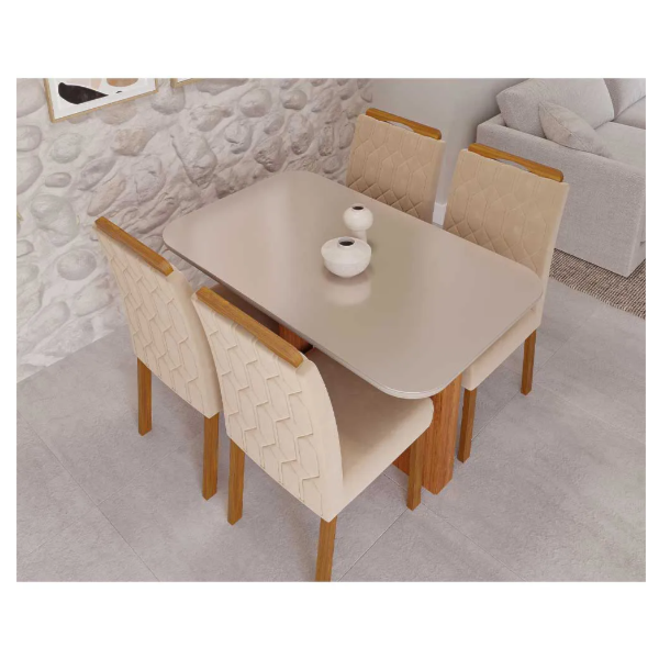 Sala de Jantar Cimol Louise 130X80 Cinamomo/Off White Nude com Vidro Temperado 4 Cadeiras Paola Wood-952b17c1-c205-4eb2-bccd-e3bc0c423bde