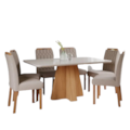 Sala de Jantar Cimol Maite 160X80 Nature/Off White Bege Vidro Temperado com 6 Cadeiras Paola-6080dc4f-e4eb-420e-abbd-10713ebd4d2b
