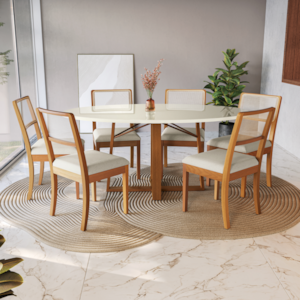 Sala de Jantar  Elma com Tampo Oval 6 Cadeira 
