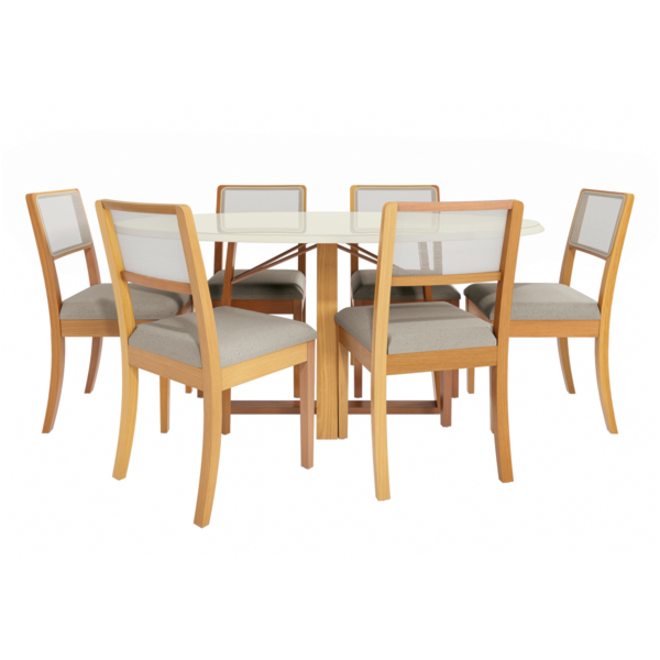 Sala de Jantar Elma com Tampo Oval 6 Cadeira -6aa96666-3e66-4d83-8318-97ac3d98b4ba