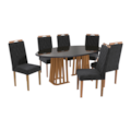 Sala de Jantar Kappesberg Alteia com Tampo Oval 180x105 cm em Vidro Preto e 6 Cadeiras de Madeira Camélia Veludo Preto-b2388b95-d2eb-4623-8a9c-315210d4ac96