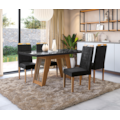 Sala de Jantar Kappesberg Cinara com Tampo Retangular de 1600X9000 de Vidro Preto e 6 Cadeira de Madeira Flora de Veludo Preto-58946784-0787-44c0-9e39-fc624eac02e9