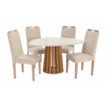 Sala de Jantar Kappesberg Lavanda com Tampo Organico 1350X1050 com Vidro Off White 4 Cadeiras de Madeira Camelia de Linho Bege-843c9410-30ab-42db-b2a5-6c0d66eabba8
