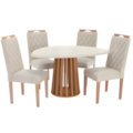 Sala de Jantar Kappesberg Lavanda - Conjunto Completo com Mesa Tampo Chamfron e 4 Cadeiras-15d64a5b-56c3-4220-8d9a-1e04906004d9