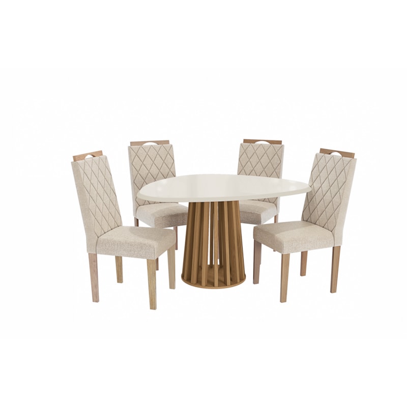 Sala de Jantar Kappesberg Lavanda - Conjunto Completo com Mesa Tampo Chamfron e 4 Cadeiras-51459a71-f1e3-49ca-aef6-2a25d7824a08