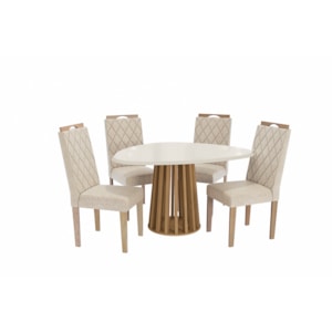 Sala de Jantar Kappesberg Lavanda - Conjunto Completo com Mesa Tampo Chamfron e 4 Cadeiras