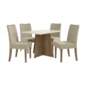Sala de Jantar Kappesberg Lotus com Base e Tampo Retangular de Vidro Off White 4 Cadeiras Linho Bege de Madeira-d5e50a55-a5a3-4abc-8941-7c2bf6aa6736