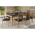 Sala de Jantar Kappesberg Mira com Tampo Retangular de 2000X1000 com Vidro Preto e 8 Cadeira de Madeira Lara Corino Chumbo com Tela Chumbo-0009abc1-5149-4565-b7e6-1f828cb2d8f9