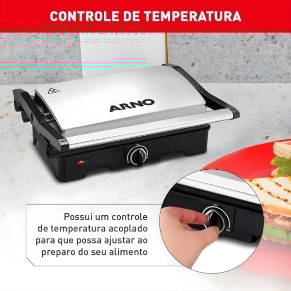 Sanduicheira Grill Arno Gnox Preto SW332D80 Dual Inox 127V -cb9731b6-83f1-4135-80bf-843bf36e4c97