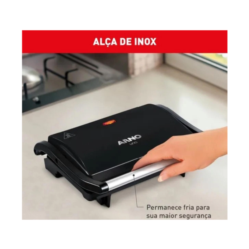 Sanduicheira Grill Arno Pinini Compact 127V GPTO Preto