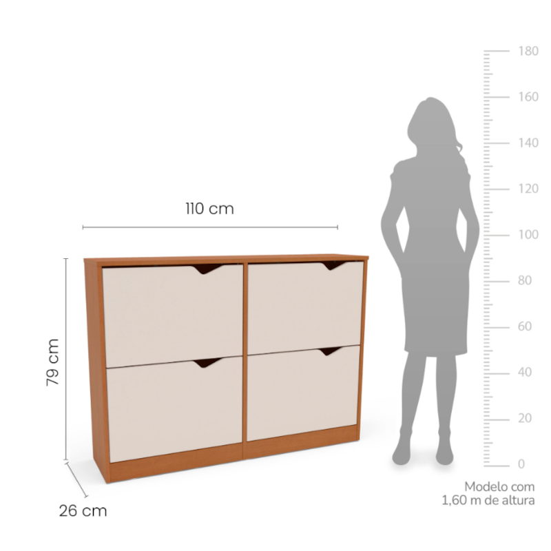 Sapateira Politorno Porto 4 Gavetas Freijó/Creme-65d82293-ca79-4801-8ccb-1acb81a3faa6