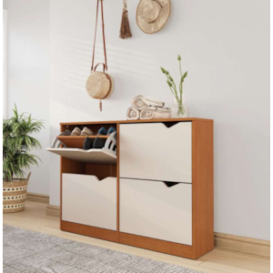 Sapateira Politorno Porto 4 Gavetas Freijó/Creme