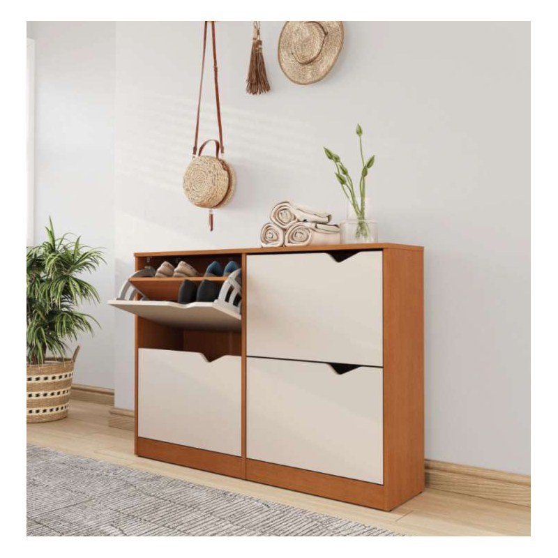 Sapateira Politorno Porto 4 Gavetas Freijó/Creme-92815e4e-bb6a-43be-82da-7239962e282d