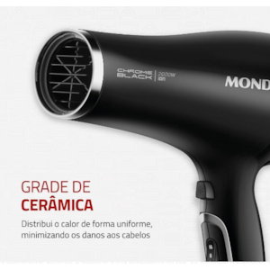 Secador de Cabelo Mondial 127V/60HZ SCN-04 Preto/Cromado